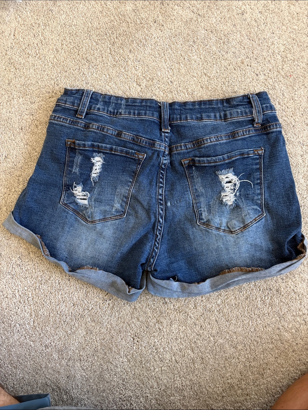 Women’s Distressed Rolled-Hem Denim Shorts - Blue - Picture 2 of 5